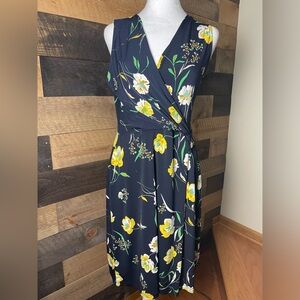 Kaileigh Seanna Faux Wrap Navy Floral Dress, Size Large